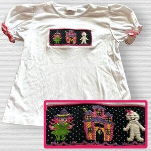 Stellybelly Smocked Halloween Top Size 5 Witch Mummy Haunted House